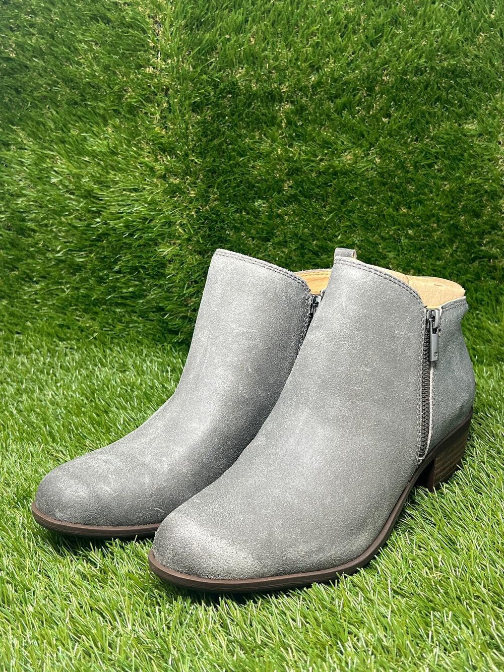 Lucky Brand Women's 9.5M Basel Booties Storm Gray Leather